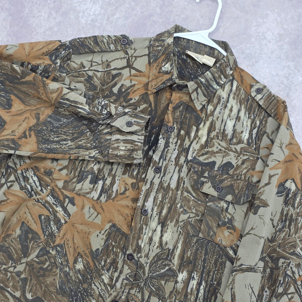 Vintage Realtree Sports Afield Camo Shirt Mens XL Cotton Button Down Hunting USA